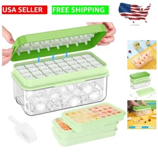 Effortless Ice Creation: 3 Pack BPA-Free Ice Cube Trays with Storage Bin & Scoop
