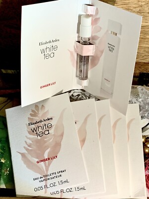 6 LOT Elizabeth Arden White Tea Ginger Lily EDT 1.5mL Vials Sprays New on Cards