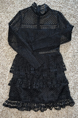 Romeo + Juliet Couture Black Tiered Long Sleeve Lace Dress size Medium M $275 | eBay Romeo + Juliet Couture Black Tiered Long Sleeve Lace Dress size Medium M $275 | eBay