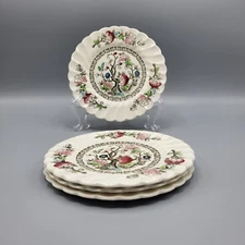 Vtg 4 Bread Butter Plates MYOTT England Indian Tree Fruit Scalloped Edge 6.25"