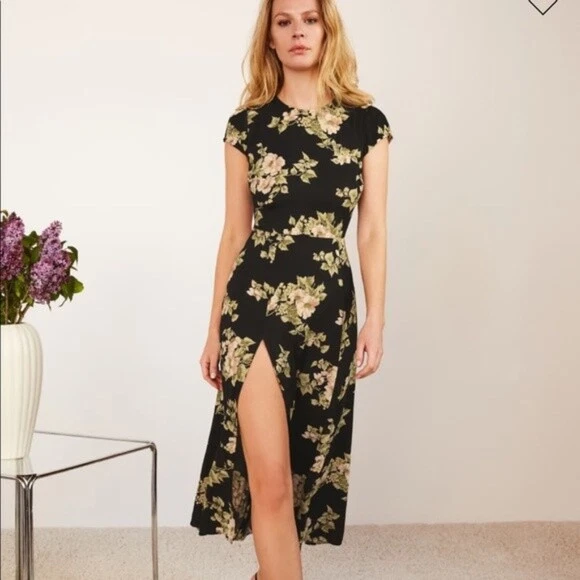 NEW Reformation Gavin Dress Arielle Floral Midi Dress Size 12