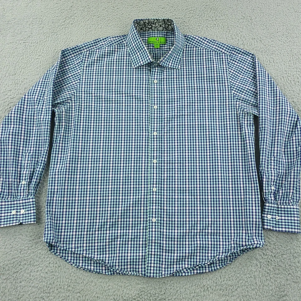 Camisa Bristol & Bull Para Hombres 2XL XXL Azul Negocios Oficina Informal Puño Abatible Foto 3 de 4