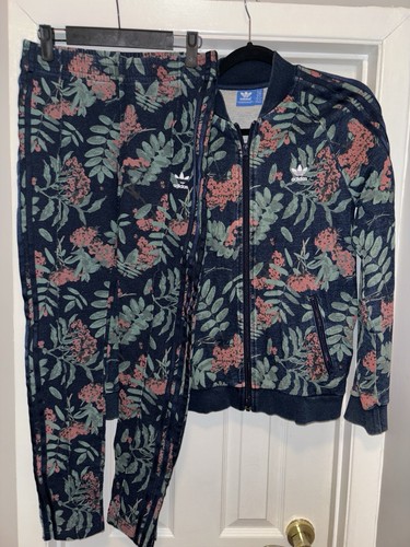 Adidas Set - Youth Girl's 2PC Leggings/Zip Up Jacket Floral Size L (13-14) - Picture 2 of 5