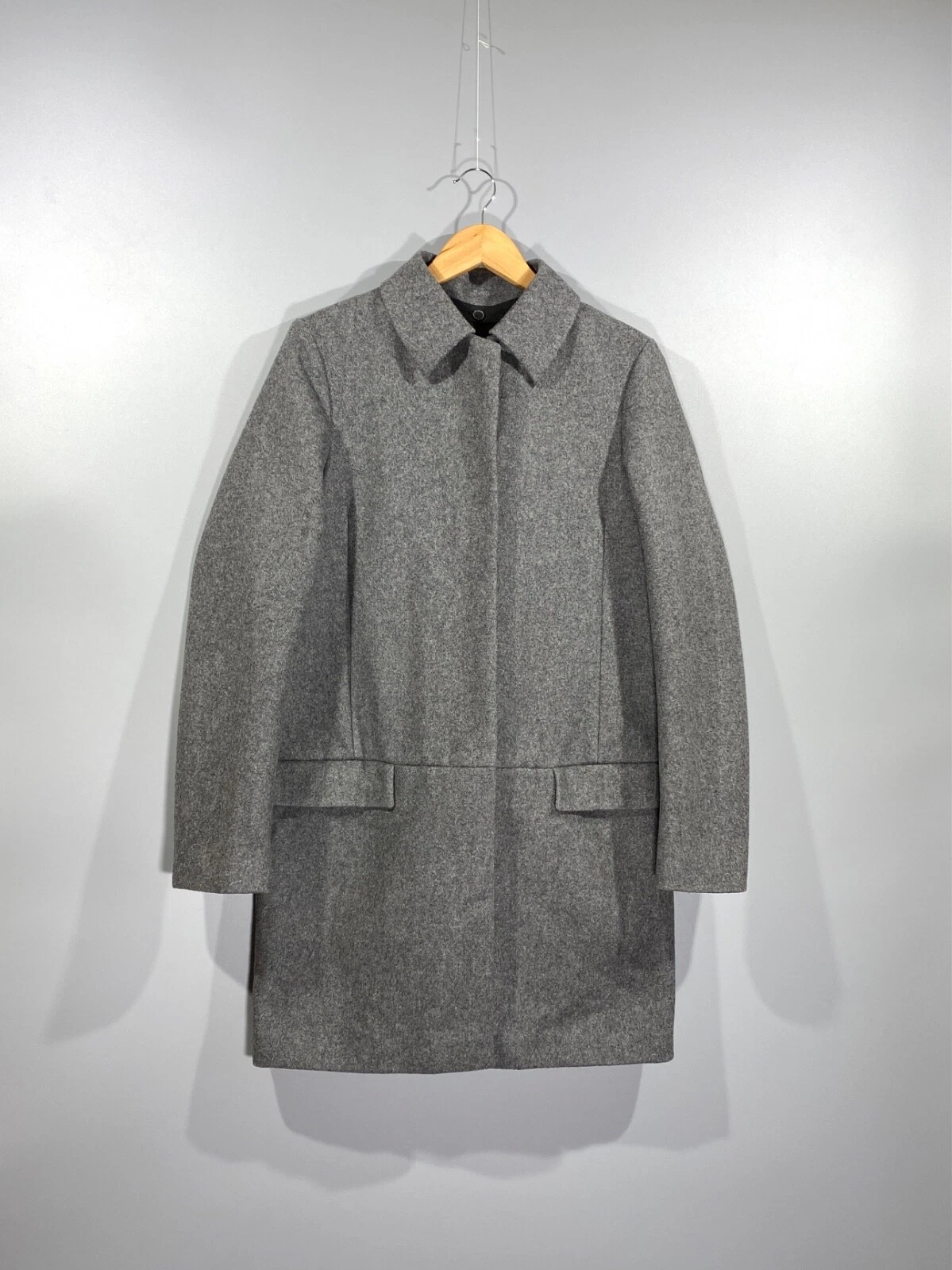 Cappotto lungo ACNE BY ACNE STUDIOS donna mezzo foderato misto lana grigio colletto tg 38
