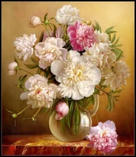 Chart Needlework DIY - Counted Cross Stitch Patterns - Peony Bouquet