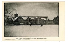 Willimantic Conn CT -EATON'S ICE HOUSES ON POND- Postcard Industry