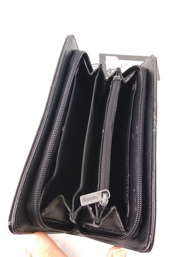 Bench Women's Leather Look Logo Stamped Purse Black BNWT F2 - Picture 12 of 14