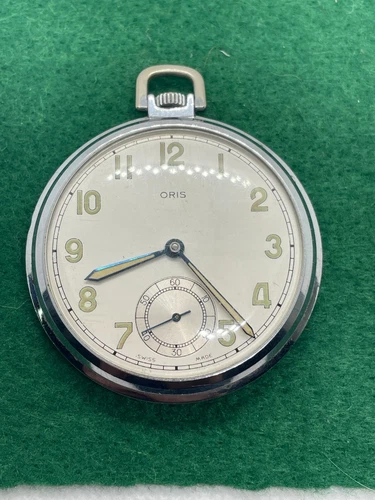 GENTS POCKET WATCH OPEN FACE ORIS SWISS MADE FULLY WORKING USED VINTAGE ANTIQUE