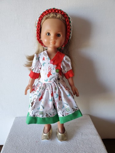 Vêtement Poupée Compatible Corolle Les Chéries - Pull Crème Doré Et Jupe Fleurie - Fait Main En France - Taille 33cm