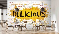 3D Letters Delicious Yellow White Self-adhesive Removeable Wallpaper Wall Mural