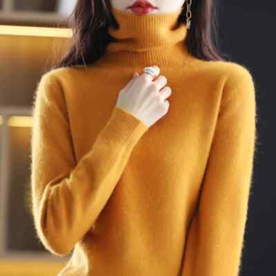 Autumn and Winter Women High Neck Pullover Cashmere Sweater Knitted Clothing Top