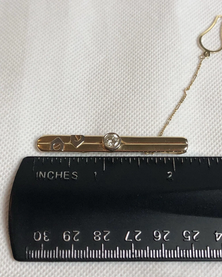 New Fine ITALY 14k Multi-tone Gold Brilliant Diamond 6.00 mm Men’s Tie Clip - Image 4 of 4