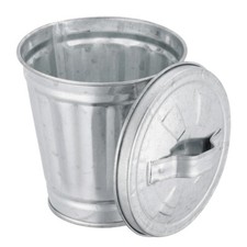 Contenedor de reciclaje de basura pequeño galvanizado con tapa de cubo de basura