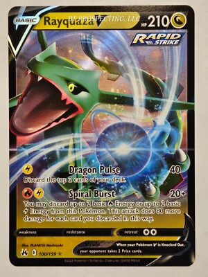 2023 Sword & Shield Crown Zenith RAYQUAZA V 100/159 Full Art Holo