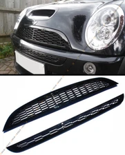 For 01-06 Mini Cooper R52 R53 Front Upper Lower Glossy Blk Honeycomb Mesh Grille