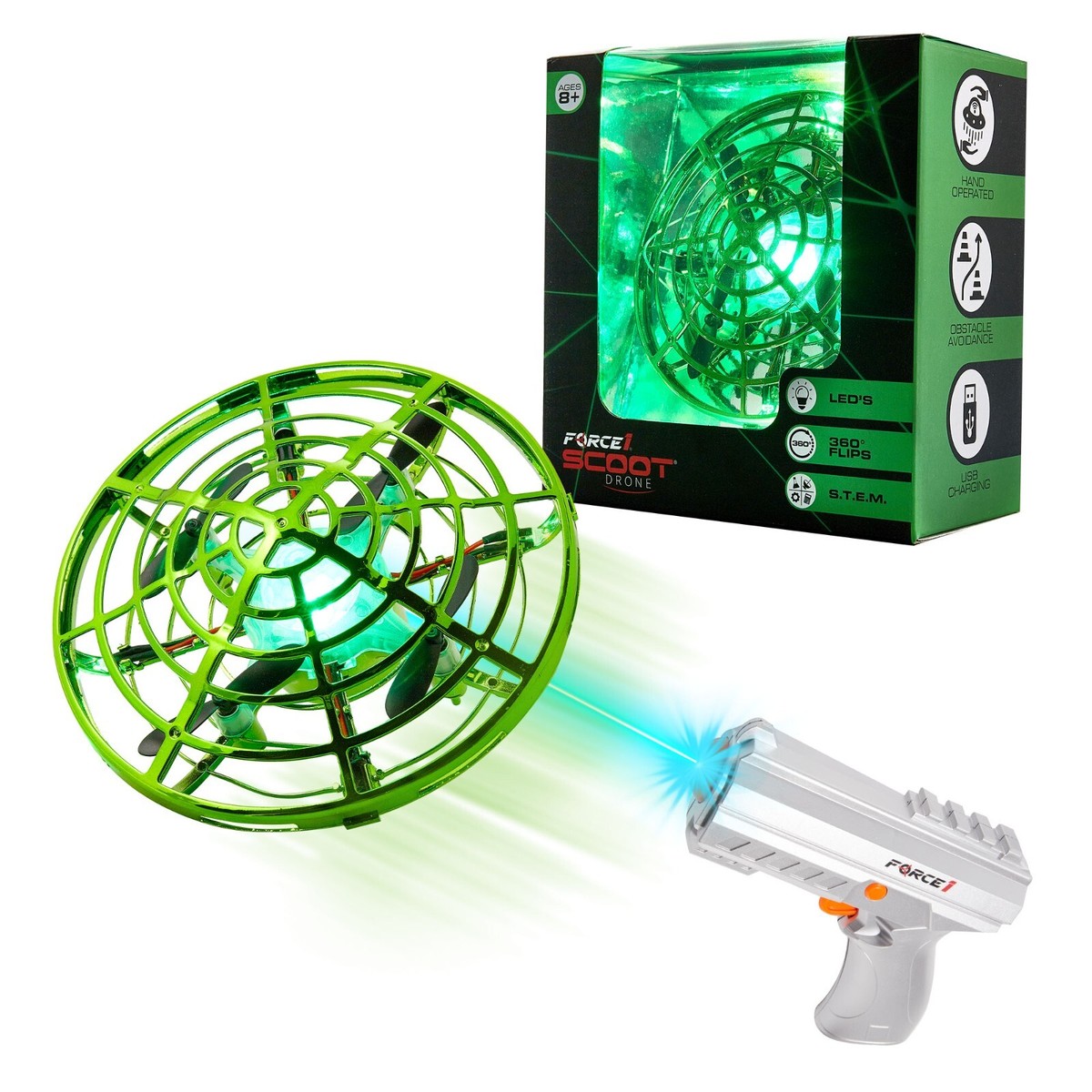 Gun Force1 Scoot Drone Force1 Scoot Skeet Drone Electronic Shooting Game  For Kids (Drone Only)- Green