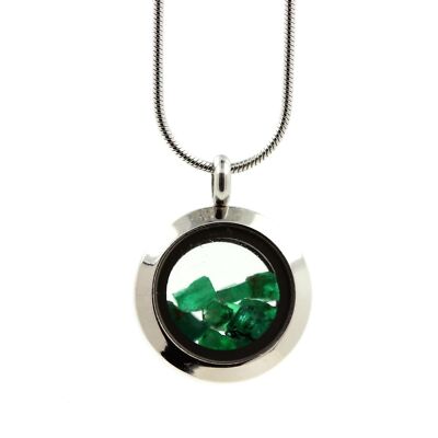 Collier Médaillon émeraude Brut 20 Mm – Couleur Or, Marque A Bijoux, Neuf