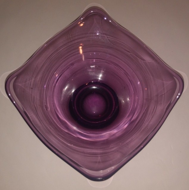 Vintage AMETHYST PURPLE Glass Bowl Mid Century Modern 5.75" Square 3.25" tall Vintage AMETHYST PURPLE Glass Bowl Mid Century Modern 5.75" Square 3.25" tall