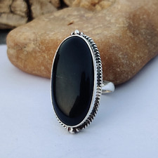 Natural Black Onyx Ring 925 Sterling Silver Handmade Ring Gift For Valentine day