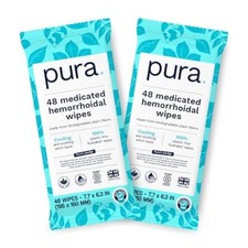 Pura XL Flushable Hemorrhoid Wipes 96 Count Cooling Witch Hazel Aloe Vera
