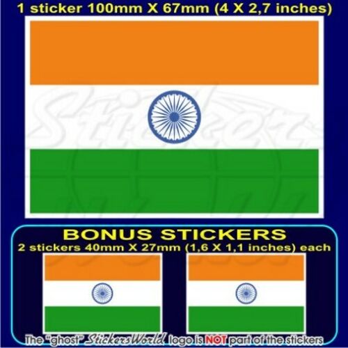 INDIEN Indischer ASIEN Flagge, 100mm Vinyl Aufkleber x1+2 BONUS - Picture 1 of 1
