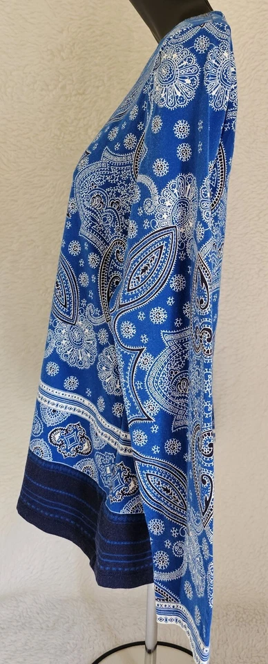 Camisa Top Blusa Talbots Mujer Talla MP Mediana Pequeña Azul Negro Blanco Cachemira Foto 4 de 4