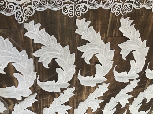 White Wedding Embroidered Lace. Sequined. Bridal dress lace, New Design. BTY - Bild 7 von 8