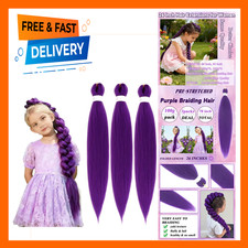Purple Braiding Hair 26 Inch Pre Stretched Synthetic Extensions for Braids Rumi