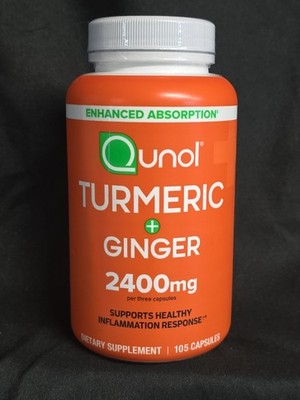 Qunol Turmeric Curcumin Turmeric & Ginger  2400mg 105 Capsules Exp.06/2028