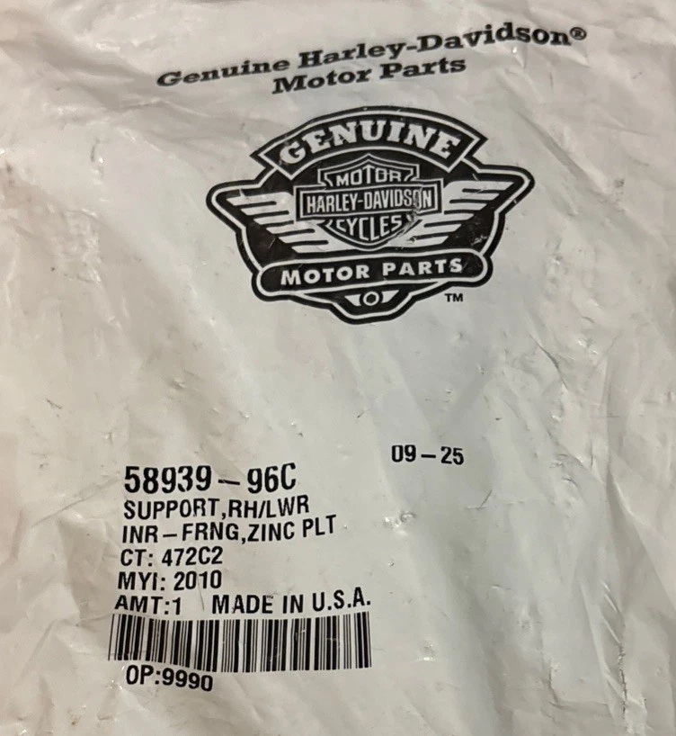 OEM Harley Davidson Right Inner Fairing Lower Support 58939-96C photo 4
