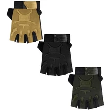  3 Pairs Kids Half Finger Gloves Non Slip Gel Biking 7-13 Years Vintage Style