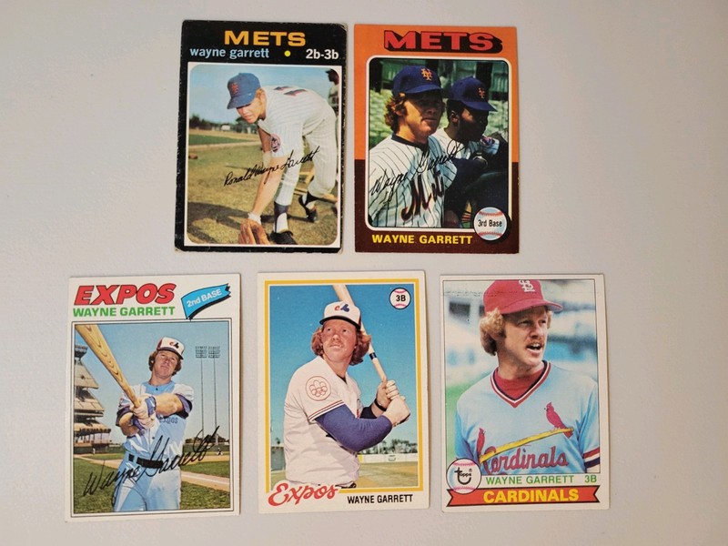 5 Card Lot Wayne Garrett Mets, Cardinals, Expos - VG/Excellent Condition 