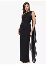 XSCAPE Women's One Shoulder Sash Dress Black Size 8 $249