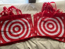 Lot of 12 Target White Logo Red Reusable Grocery Supermarket Shopping Bag Totes