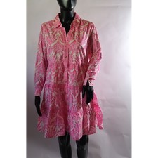 Lilly Pulitzer Shirt Dress Shady Palm Pink White Engineered Size 8 NWT