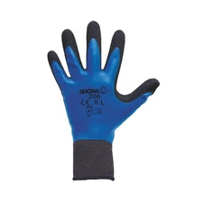 SHOWA 306M-07 PK 12 Coated Gloves,Black/Blue,M,PR 160F82