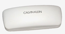 CALVIN KLEIN White Faux Leather Hard Clam Shell Sunglasses Eyeglasses Case
