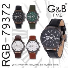 G&B Men's Quartz Watch Leather Strap Analogue Elegant 30m New