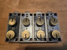 Vintage Lot of 4 Mosler Safe Deposit Box Brass Lock Replace Double Locks No Keys