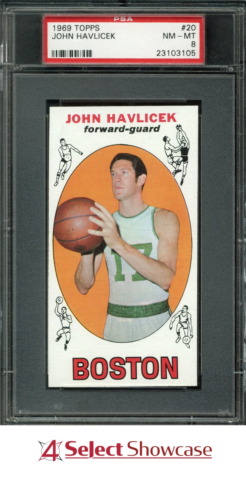 1969 TOPPS #20 JOHN HAVLICEK RC CELTICS HOF PSA 8