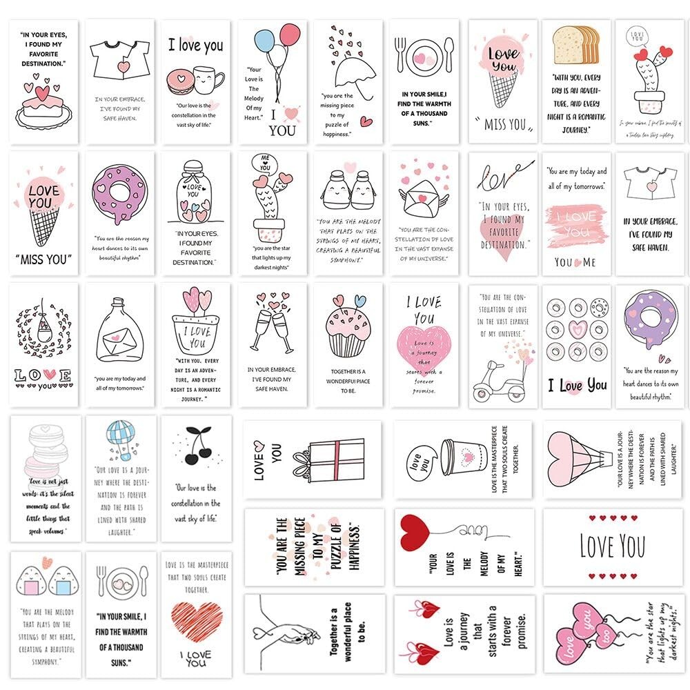 42 Pieces Romantic Lunch Box Notes Love Notes for Him Her Mini