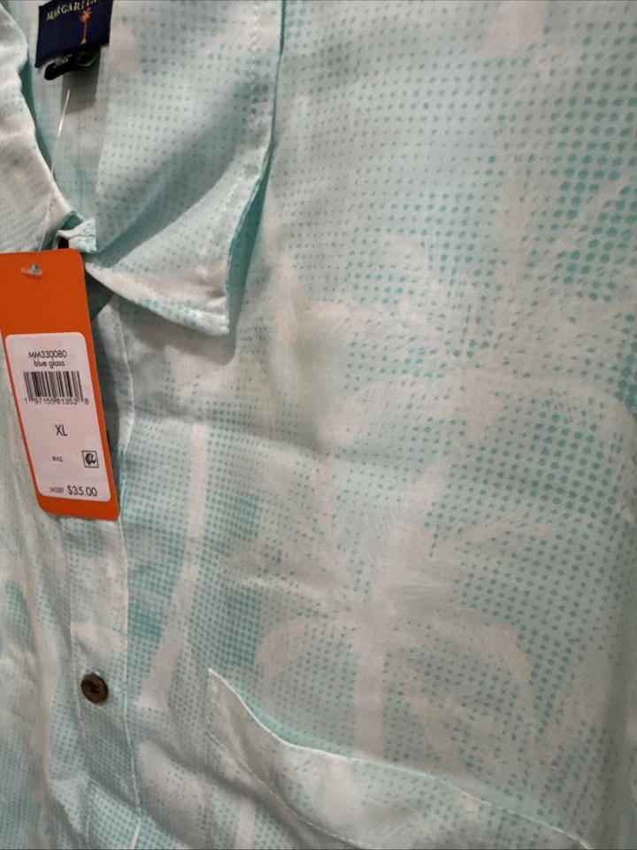 Camisa Hawaiana Margaritaville Para Hombre Manga Corta XL Azul Vidrio Nueva con Etiquetas Foto 4 de 4