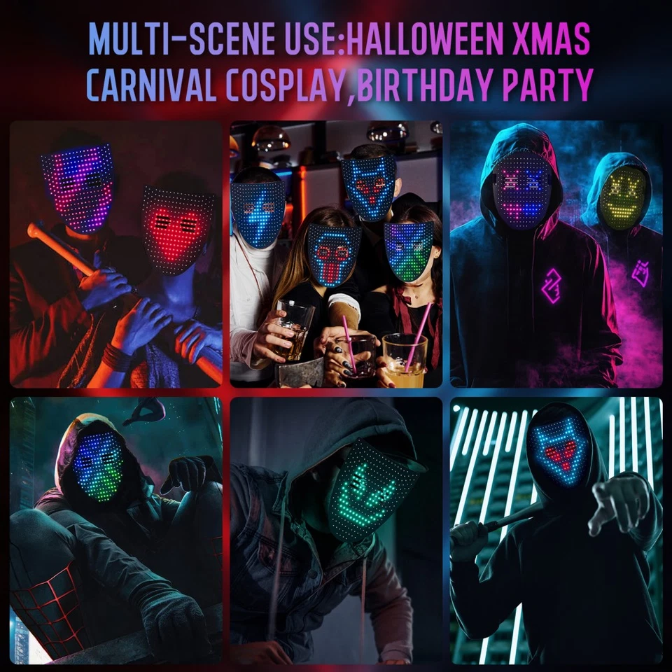 1 Pieza Máscara LED con Sensor de Gestos, Máscara Iluminada para Niños/Hombres/Mujeres Foto 4 de 4