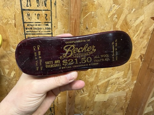 Vintage Becker Clothing Co Garment Clothes Brush Cincinnati Ohio Antique