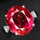 925 Sterling Silver White Gold Rings Gorgeous Pink Padparadscha Sapphire 7.95Ct