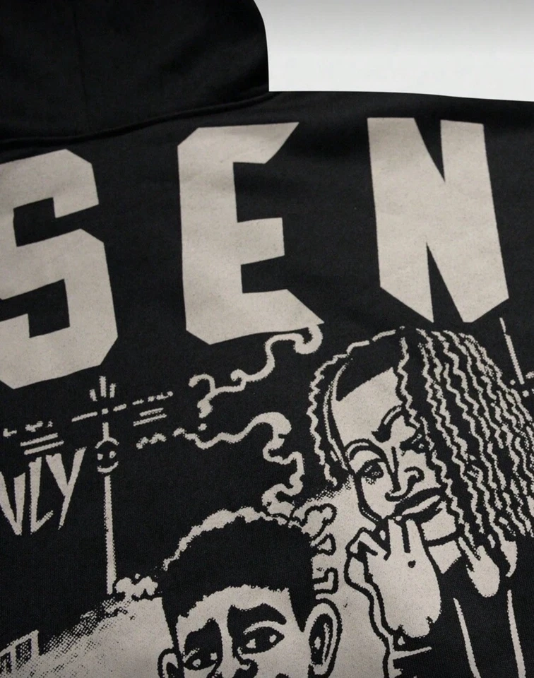 Felpa nera “NONSENSE” oversize, stile streetwear minimal concettuale grafico - Immagine 4 di 4