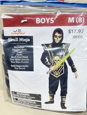 Celebrate Boys Skull Ninja Halloween Face Mask Complete Outfit Costume Size M 8