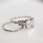 Vintage Style Asscher Cut Lab Created Diamond In wedding For Her 925 Silver Ring