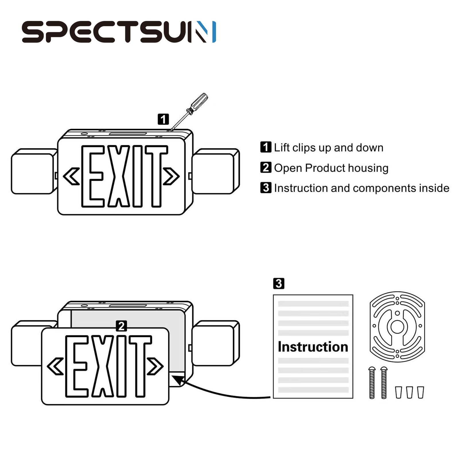 UL Listed-1 Pack Red Led Exit Signs with Battery For Led Emegency Exit Lights.