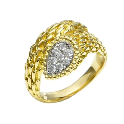 0,3 ct Diamant Schlangenbark Ring K18YG Pt900 Gelbgold 12,7 g Größe 10,5 US - Bild 1 von 4